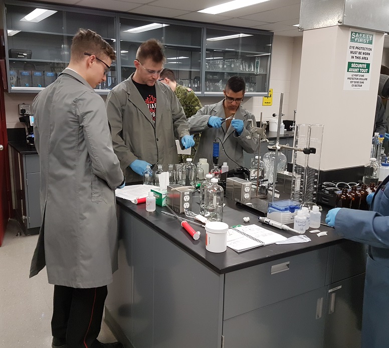 Undergraduate Civil Engineering students in Environmental Lab