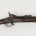 Snider Enfield Mk 1 which was adopted by the British Army in 1866. It likely would have been used by the regiments garrisoned in Fort Frederick up until 1870. Accession number 00000993-002