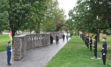 Honour guard of cadets ready for march past